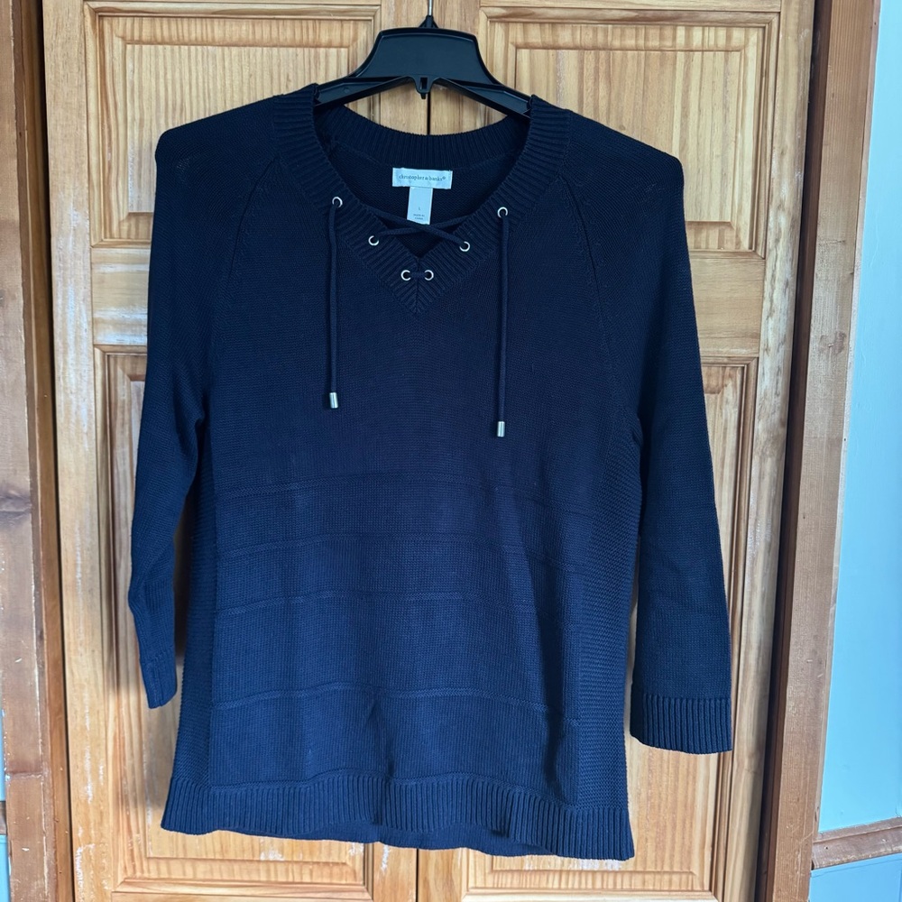 Christopher & Banks Black V-Neck Sweater